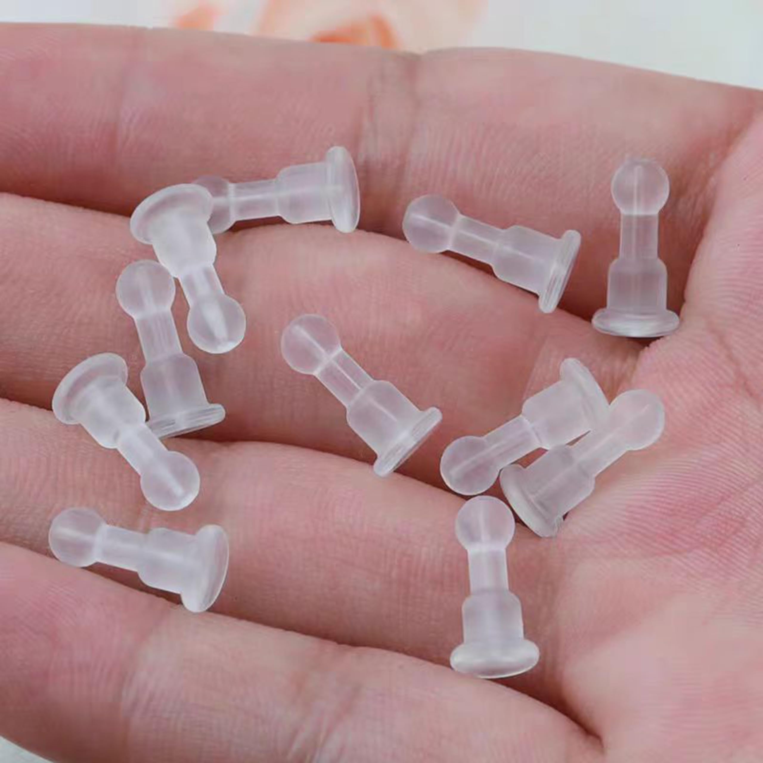 Impenetrable Soft Big-Long Earring Backs for Pierced Ears, 50pcs, TPE Medical Grade Material, Comfort Fit for All Earrings (Double Balls)