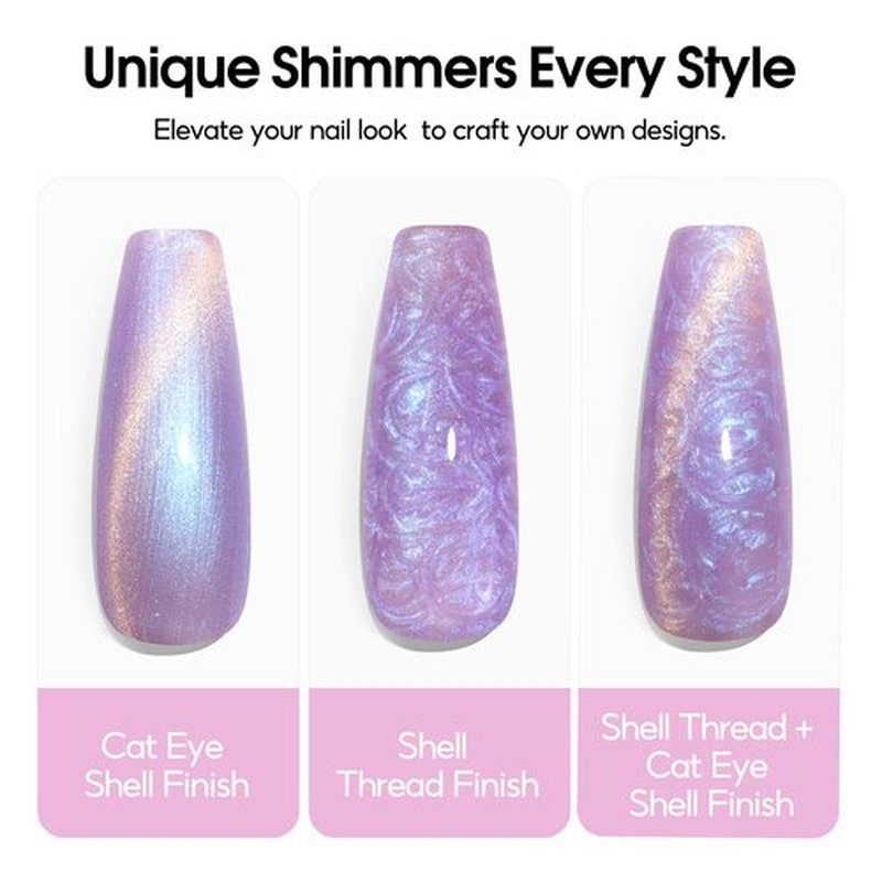 PEACECOLOR Cateye Gel Polish Shimmer Pearl Nail Polish with Magnet 6 Colors Spring Cat Eye Magnetic Nail Polish Iridescent Chrome Mermaid Drawing Swirl Shell Thread Effect Valentines Day Gifts