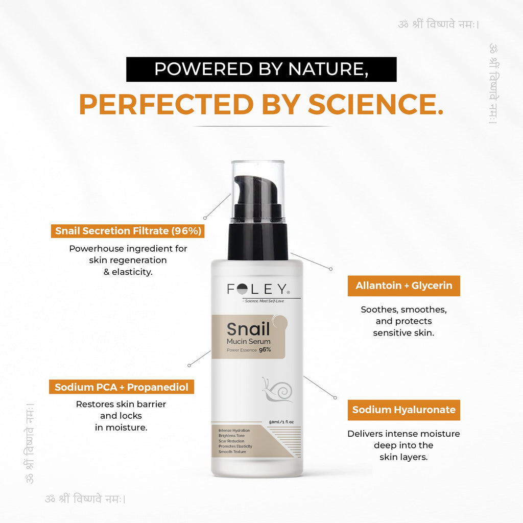 FOLEY Snail Mucin 96% Face Serum 50ml for Dry Skin, Hydrating Korean Serum for Men & Women, Brightens, Firms, Improves Texture, Non-Sticky & Fragrance-Free, Dermatologist-Tested
