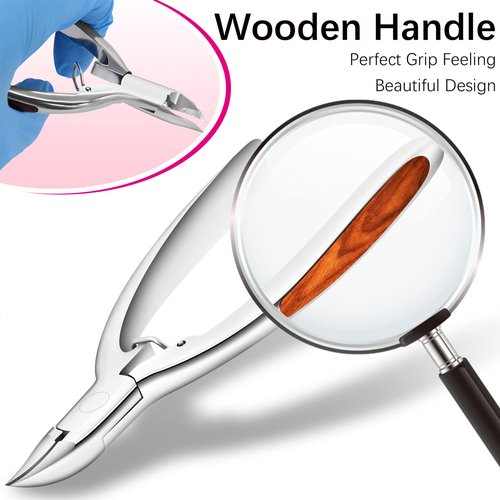 Moosec Toenail Clippers for Ingrown and Thick Toenails with Safety Lock Comfortble Wooden Handle Sturdy Toenail Clippers