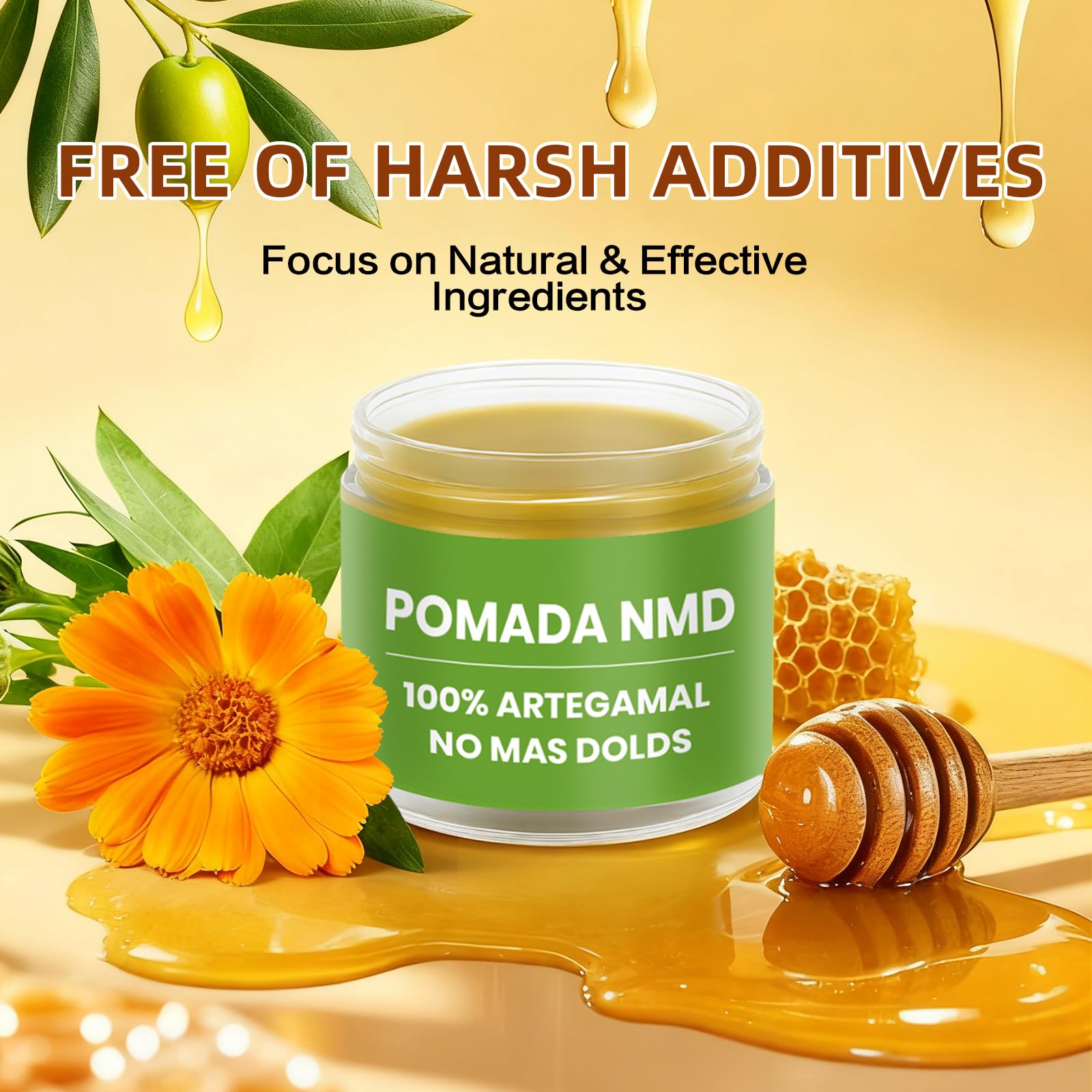 LUIMOLL Pomada-NMD, Pomada-NMD Para Dolor Muscular - Natural Herbal Artesanal Joint Cream with Arnica, Olive Oil, Soursop Leaf, Beeswax, Maximum Strength Comfort Ointment for Muscle, Foot - 2 PCS