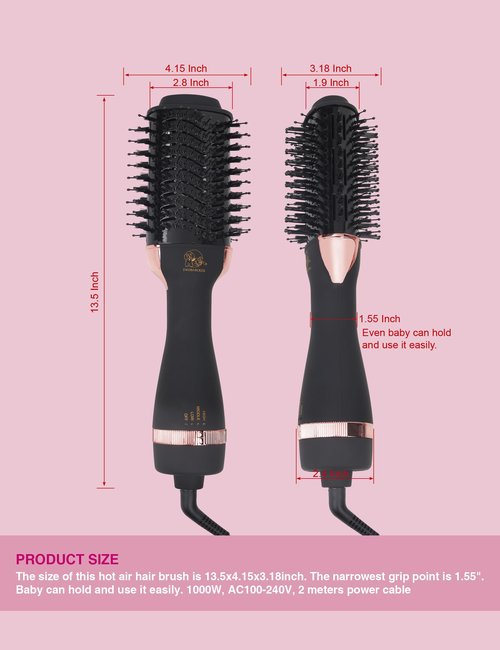 Hair Dryer Brush Blow Dryer Brush in One, 4 in 1 Ionic Hair Dryer and Styler Volumizer with Oval Titanium Barrel, Hot Air Straightener for Smooth Frizz-Free Blowout