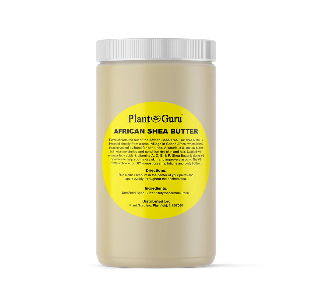 Plant Guru Raw African Shea Butter 32 oz. / 2 lbs. Jar Bulk 100% Pure Natural Unrefined IVORY - Ideal Moisturizer For Dry Skin, Body, Face And Hair Growth. Great For DIY Soap and Lip balm Making.