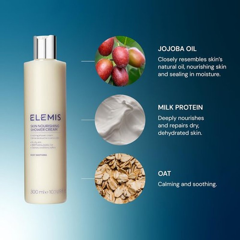 ELEMIS Skin Nourishing Shower Cream - Enriching Formula for Soft, Hydrated Skin | 10.1 Fl Oz