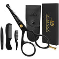 Premium 4.2 Blunt Tip Professional Mustache Scissors Beard Scissors for Men with Slanted Tweezers 1 Mustache Comb 1 Beard Comb & Pouch – Beard Trimming kit & Mustache Kit