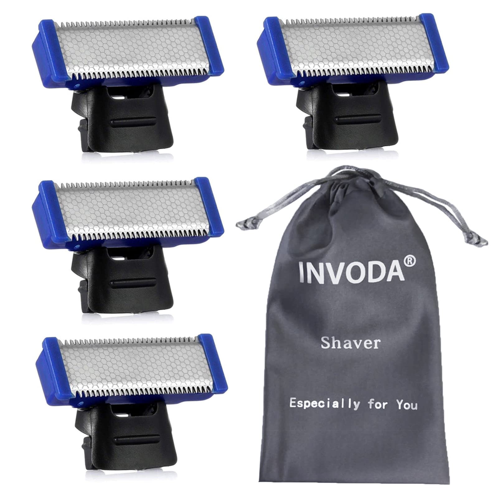 Electric Shaver Replacement Head fo rsolo Shaver Body Hair Trimmer Replacement Cutter Head Hybrid Razors Blades (4PCS Shaver Blades+Storage Bag)