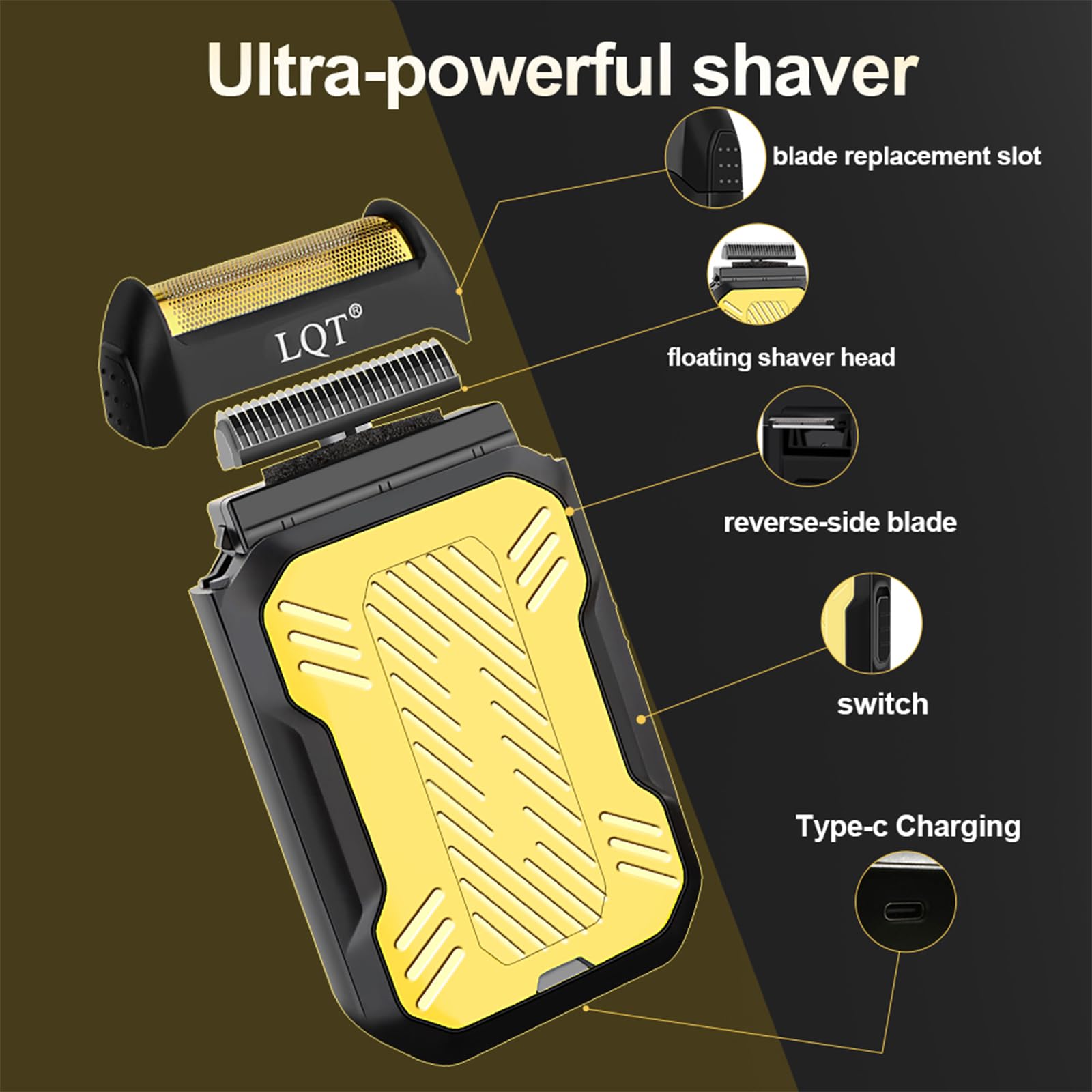 LQT Professional Cordless Hair Clippers for Men, Rechargeable Barber Clipper and Beard Trimmer Set with T-Blade, Adjustable Lever, LED Display,Haircut Trimmer Kit for Home & Barbers,Gold,Gift for Men