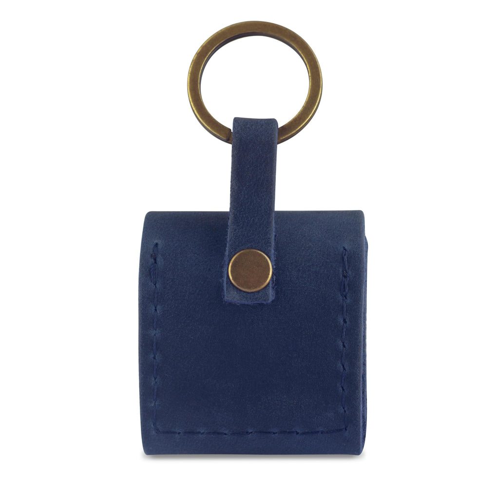 Leather SD Card Holder Keychain, SD Card Case Key Fob, Micro SD Card Holder Organizer, SD Card Storage Case, Memory Card Case Cover, Travel Memory Card Case (Blue)