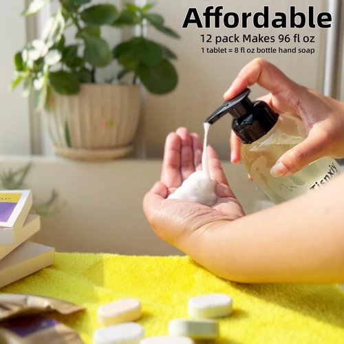 Tisnxiy Foaming Hand Soap Tablet Refills - 12 Count- 96 fl oz total (12x 8 fl oz) - Eco-Friendly Foaming Hand Soap Refill - Gentle on Hands, Kind to Earth - Variety Fragrance Pack