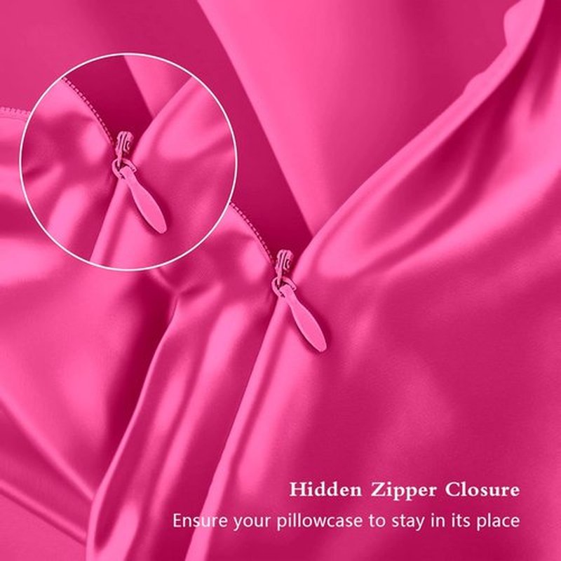 Mulberry Silk Pillowcase Set by [Brand Name] - Anti-Acne Queen Size | Luxurious Hot Pink for Hair & Skin