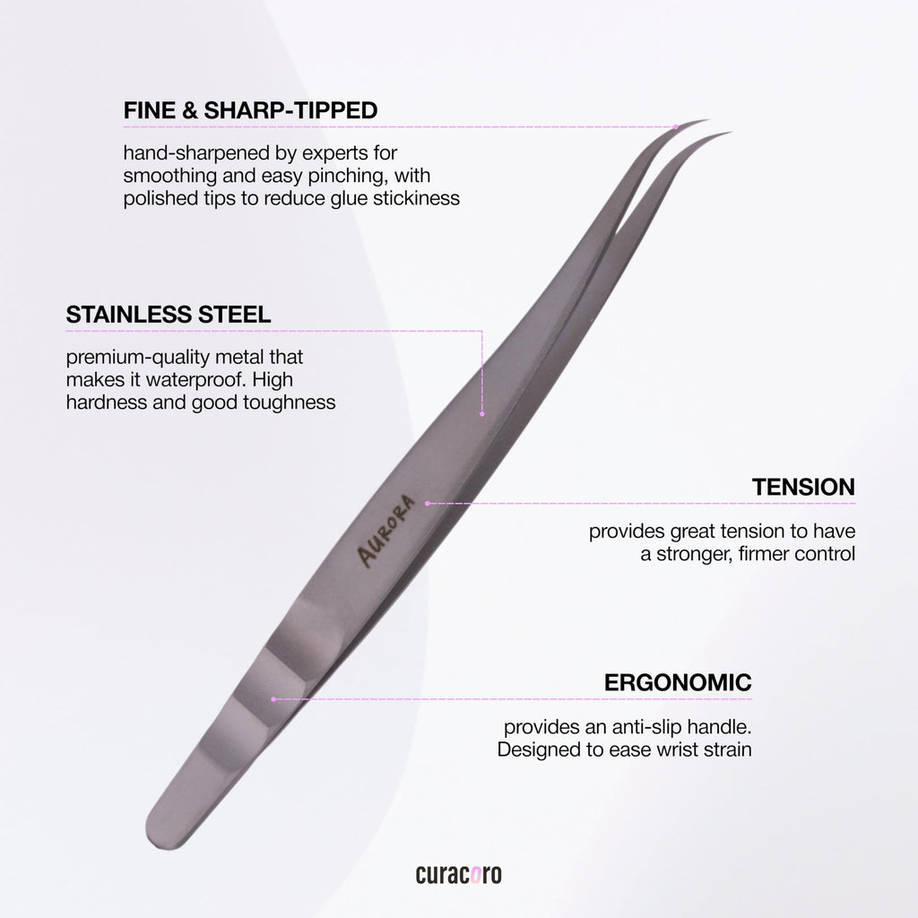 Curacoro Lash Tweezers, LashSmith Fine-Tipped Tweezer - Aurora