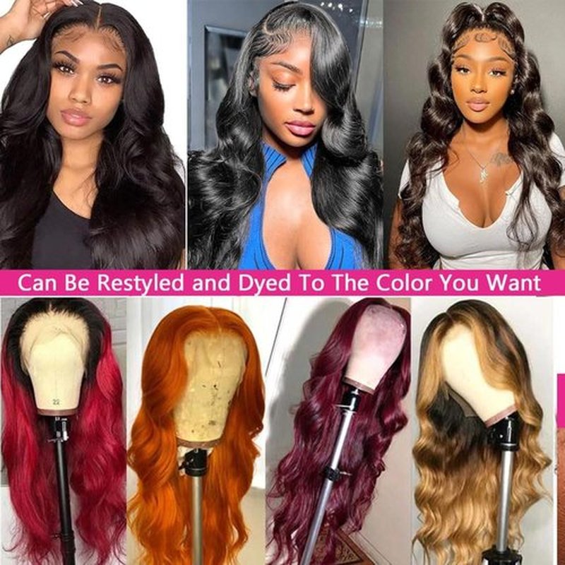 BOXIUBUT 200% Density 13x6 HD Lace Front Natural Black Body Wave Wigs 100% Human hair Pre Plucked Brazilian Full Frontal Wigs 13x6 Human Hair with Baby Hair Natural Hairline