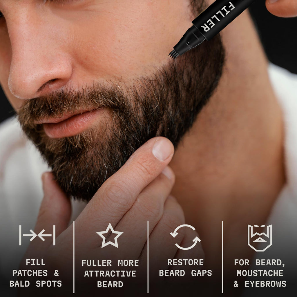 Striking Viking Vanilla Beard Oil (Large 2 oz.) and 4-Tip Beard Pencil Filler for Men (2 pack) with Brush
