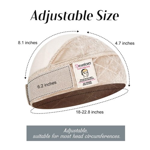 Dreamlover Wide Wig Grip Cap for Glueless Wigs, 2-in-1 Non Slip Wig Caps with Velvet Wig Grip Band for Women, Nude, 1 Piece