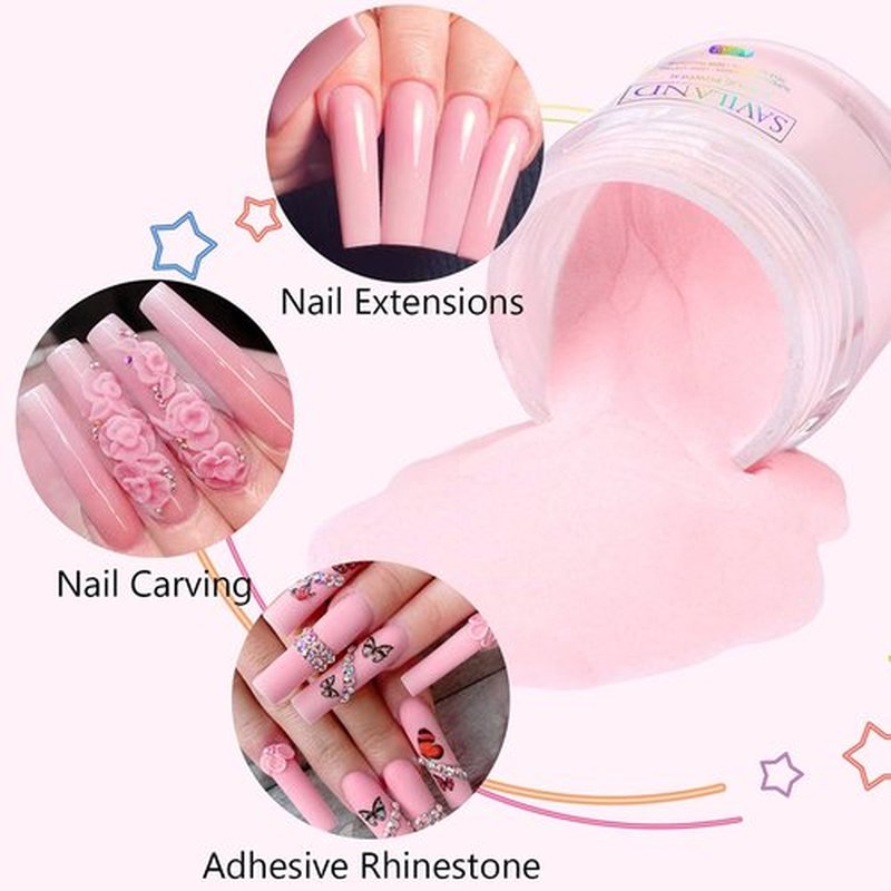 SAVILAND 2-Pack Acrylic Powder Set – 30g Pink + Nudes Acrylic Powder for Nail Extensions & 3D Carving – Ideal for Professional Salons & Home Nail Art