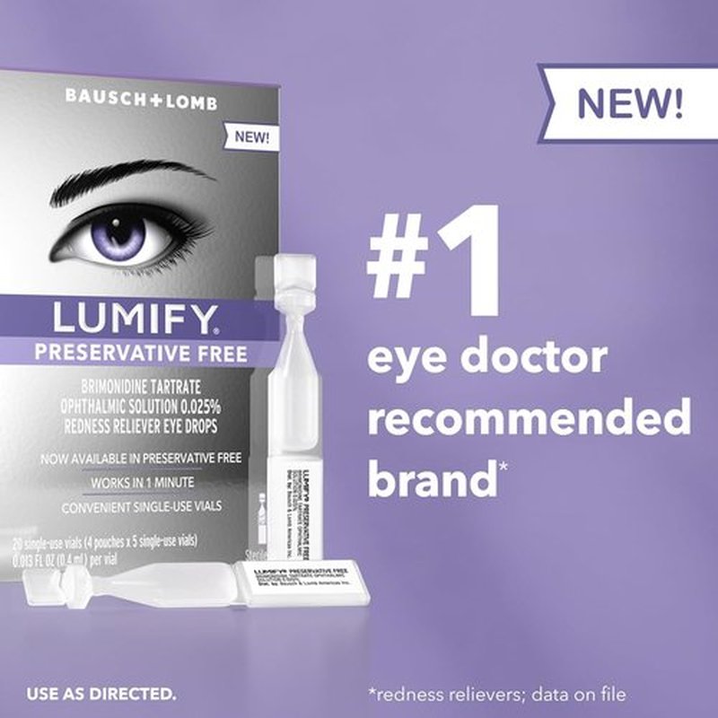 LUMIFY Eye Drops - Preservative-Free Redness Reliever for Sensitive Eyes | 20 Single-Use Vials