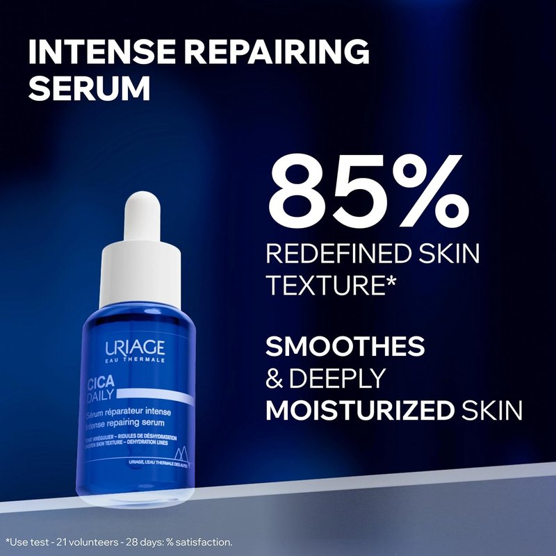 Uriage Cica-Daily Intense Repairing Serum - Boost Skin Repair with Prebiotic, Hyaluronic Acid & Centella | Paraben-Free, Fragrance-Free