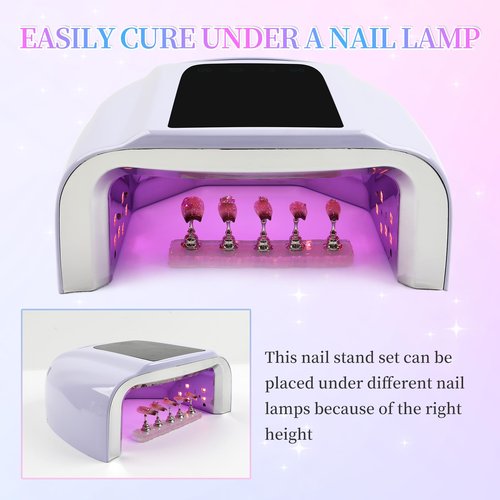 ANGNYA Nail Holder for Painting Nails, 2 Set Nail Stand for Press Ons with 96 Reusable Adhesive Putty Magnetic Fake Nail Art Stand for Training Display Home DIY Beginner Salon Supplies