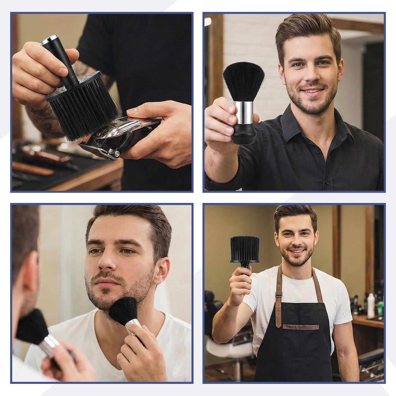2 PCS Barber Brush and Neck Duster Set, Professional Barber Accessories Neck Duster Brush, Hair Cutting Supplies for Cleaning Salon Hair Styling Tools, Black