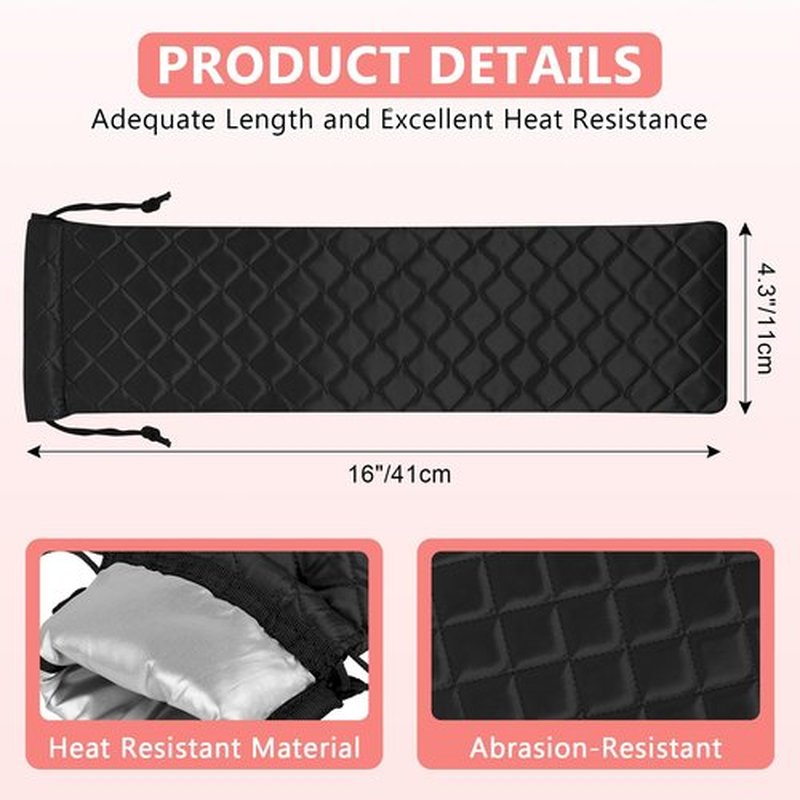 AMIJEAL Heat Resistant Hair Tools Organizer Bag Portable Travel Drawstring Storage Cover Pouch for Hair Straightening Irons, Curling Irons, Flat Irons and Hot Styling Tools(16" x 4.3")
