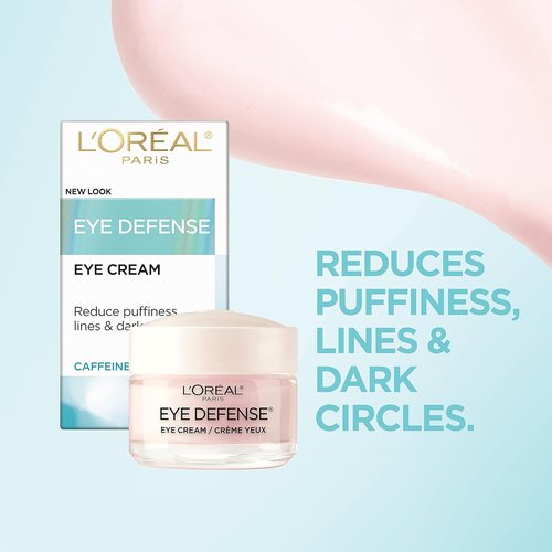 L'Oreal Paris Eye Defense Cream - Caffeine & Hyaluronic Acid for Youthful Skin | 0.5 oz