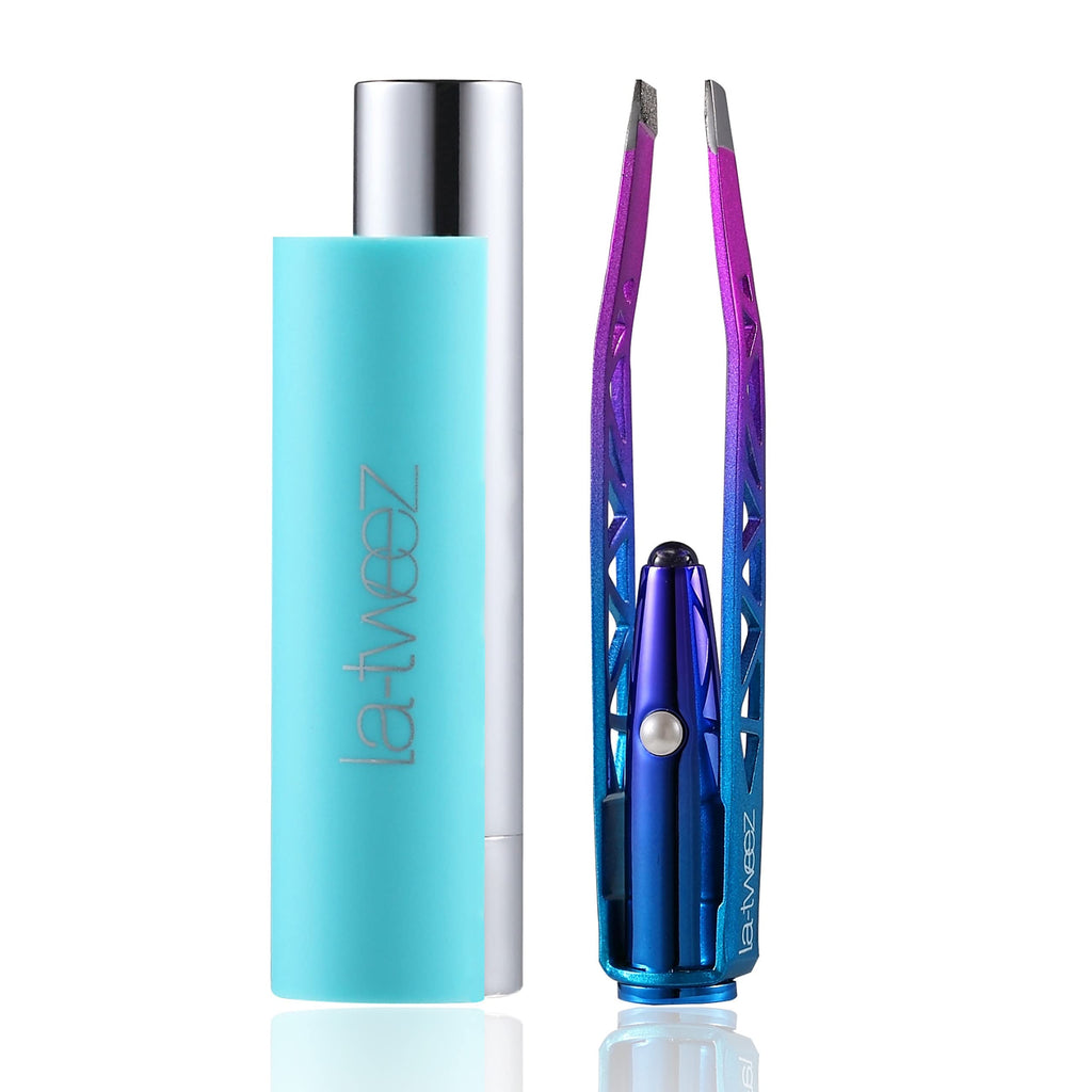 La-tweez Pro Illuminating Tweezers & Mirrored Carry Case with Diamond Dust Tips, Mermaid, 0.5 pound