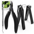 BALUCA Heavy Duty Toenail Clippers for Thick Nails & Seniors – Straight & Curved Blade Professional Nail Clipper Set with 360° Rotating Head, Nail Lifter – Ingrown Toenail Tool Solution