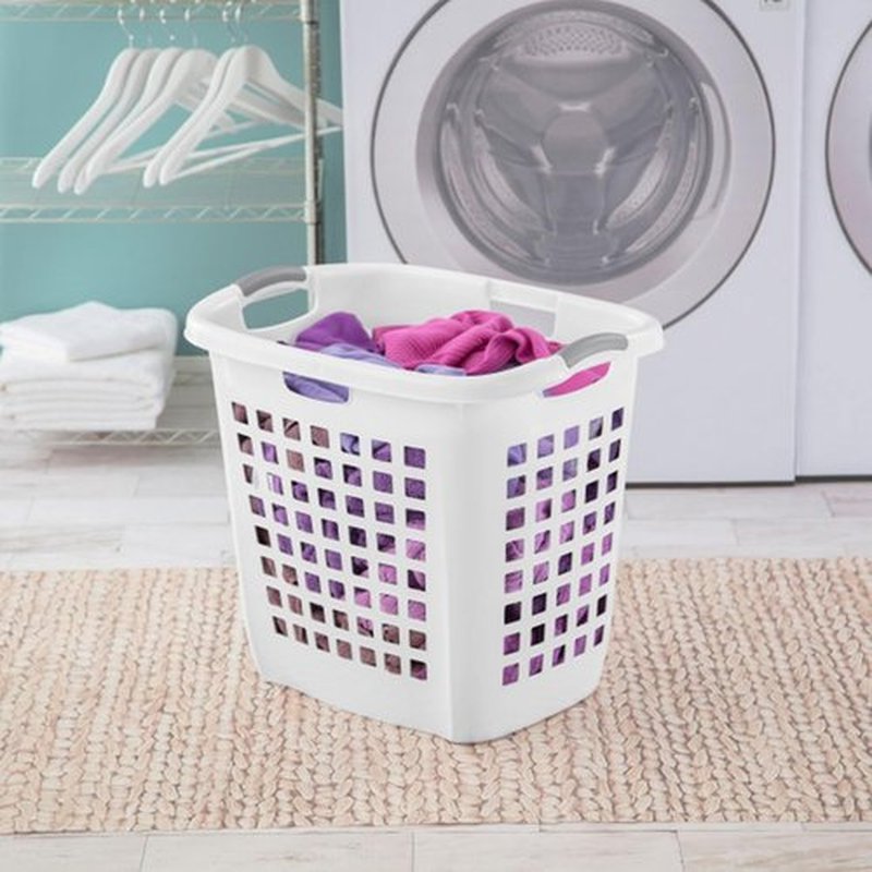 Sterilite Ultra Easy Carry Hamper - White with Titanium Inserts | 4-Pack for Convenient Laundry Storage