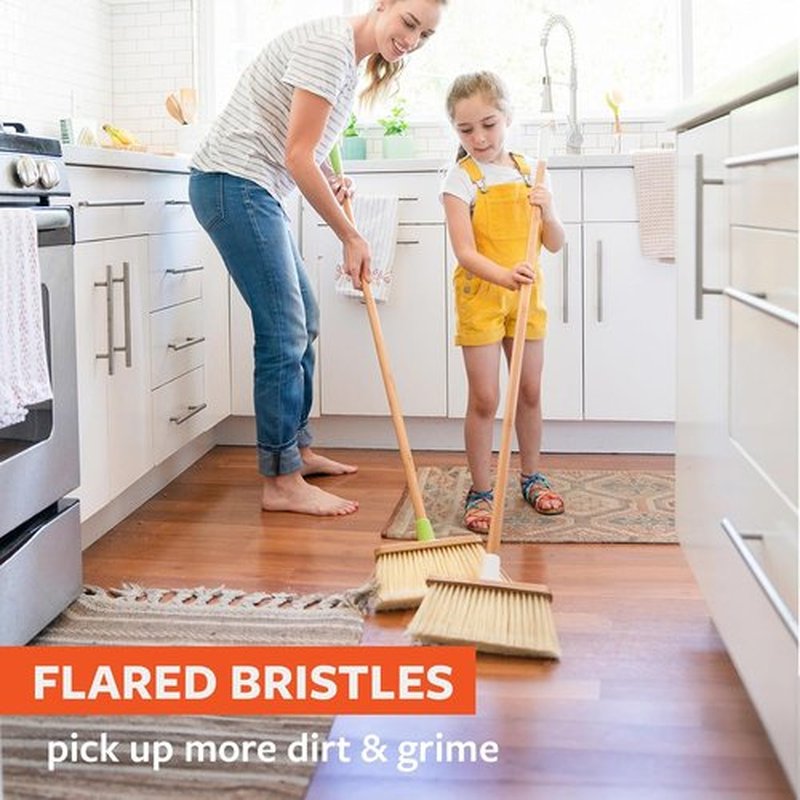 Full Circle Clean Sweep Bamboo Broom - Precision Angled Design for Indoor & Outdoor Use - Ideal for Pet Hair, White