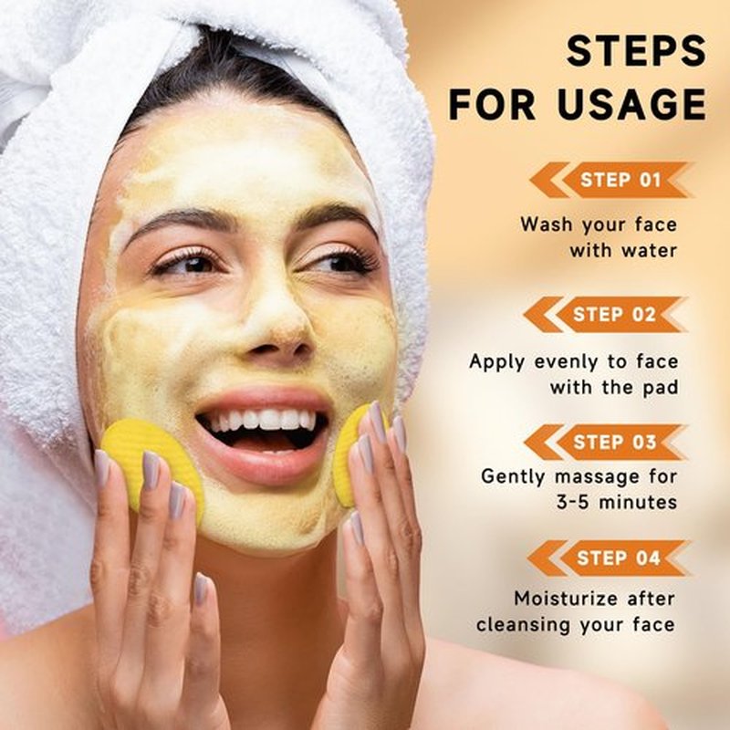 Pumkot Turmeric Kojic Acid Cleansing Pads, Turmeric Face Scrub Pads Enriched with Kojic Acid, 60PCS