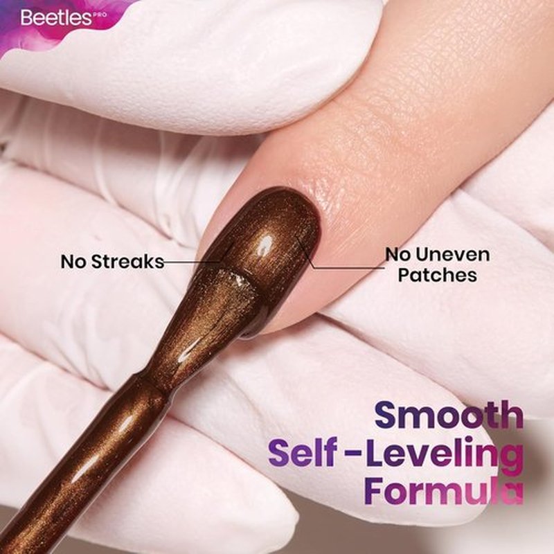 Beetles Pro Brown Gel Polish - Shady Intentions | 20ml Dark Brown Shimmer Nail Polish, High Pigment Soak Off for Long-Lasting Summer Manicures