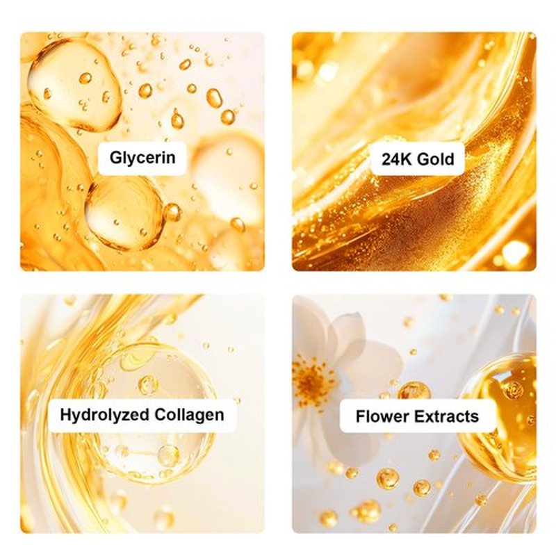 Adofect 15 Pack 24K Gold Crystal Collagen Facial Masks, Face Masks Skincare for Women | Anti-Aging | Reduces Puffiness | Moisturizes | Hydrates | Collagen Mask Set | Suitable for All Skin Types