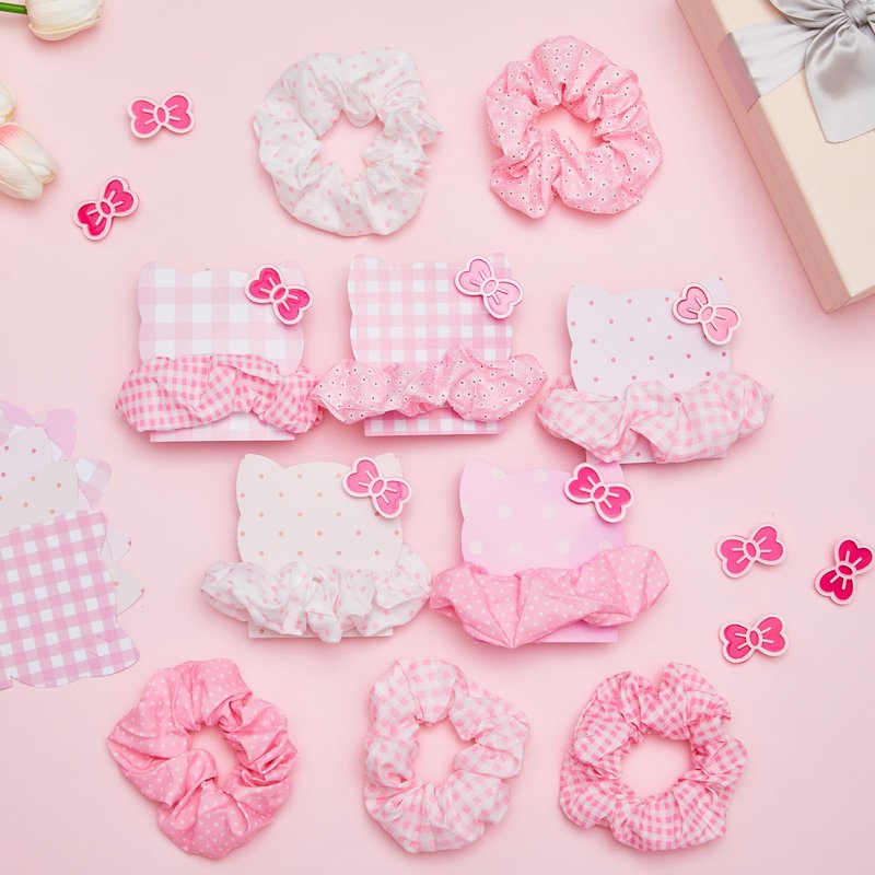 Yuxung 10 Sets Pink Cat Hair Accessories for Women Pink Cat Party Favors Kitten Bow Hair Clips Satin Scrunchies Barrettes Cute Ponytail Holder for Cartoon Kitten Birthday Party Supplies Spa Gifts