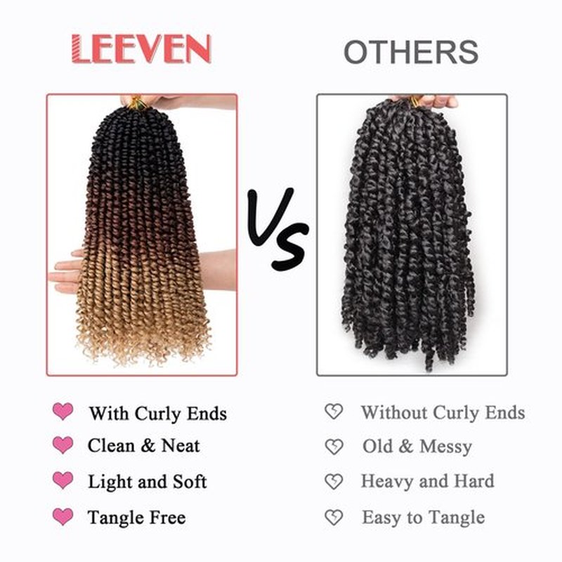 Leeven 8 Packs Pre twisted Passion Twist Crochet Hair for Black Women 12 Inch Synthetic Natural Black Passion Twist Hair With Curly Ends Pre-looped Goddess Passion Twists Braiding hair Extensions 1B#