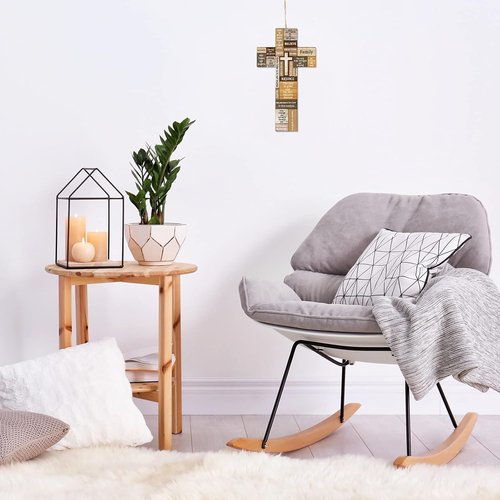 Jetec Christian Wooden Cross Wall Decor - Easter Religious Faith Sign | 10.6 x 6.1 Inch Farmhouse Decoration