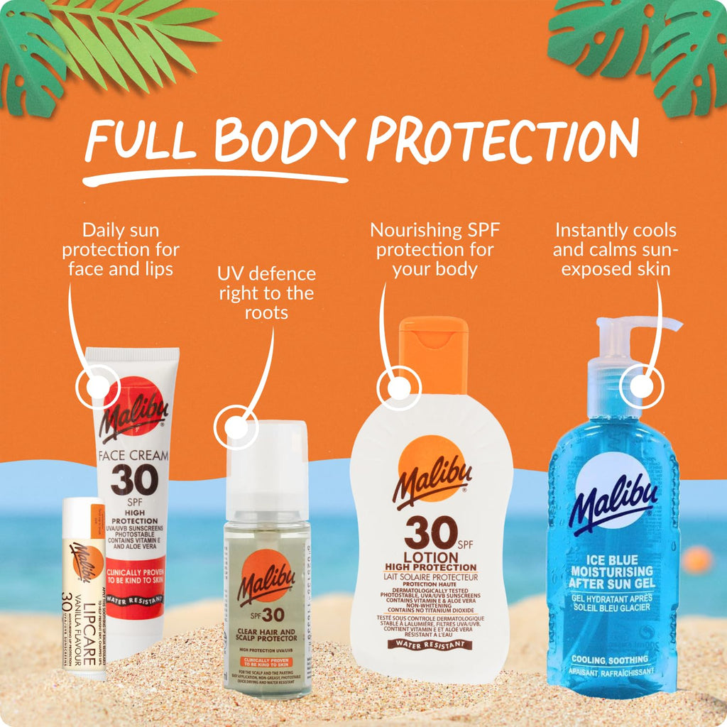 Malibu Lip Care Balm, Vanilla, Tropical, Strawberry, SPF30