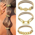 Bracelet Hair Ties for women - Ponytail Holders - Cute Hair Accessories with Gold Jewelry - Handmade Soft Elastic No Damage Scrunchies - Khaki