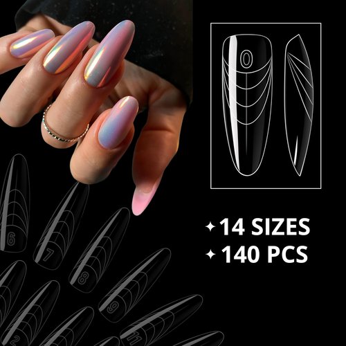 MGart Dual Forms – OVAL Shape, Reusable Nail Extension Forms for Builder/Hard Gel & Polygel, Ultra-Thin Cuticle Edge, Clear, Professional Salon Quality, 140 pcs Sizes 0–14