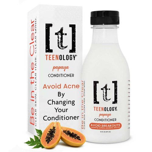Teenology Teen Conditioner – Avoid Acne Breakouts, Non-Comedogenic, For Dry & Oily Scalps, Sulfate & Paraben Free, Natural Botanical Extracts, for Clear Skin & Healthy Hair, 16 oz – (Papaya)