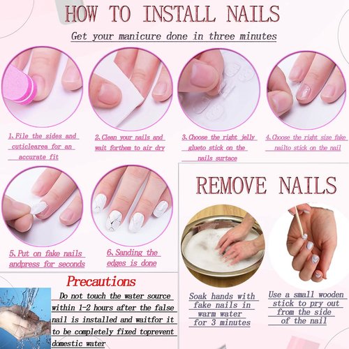 RUOKEXIN Long Square Press on Nails Black French Tip Fake Nails Sparkly False Nails with 3D Gold Bow Charms Designs Full Cover Glue on Nails Long Nail Press ons Cute Stick on Nails for Women 24Pcs