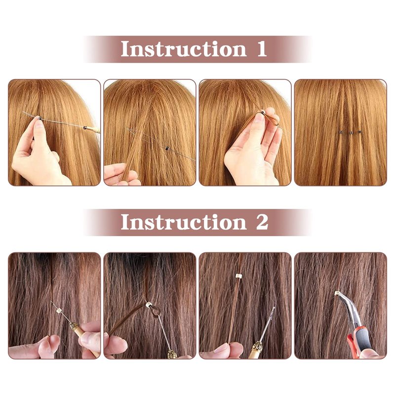 Vlasy 600Pcs 4mm Silicone Lined Micro Ring Beads for Hair Extensions 5Colors Apply (600Pcs Brown)