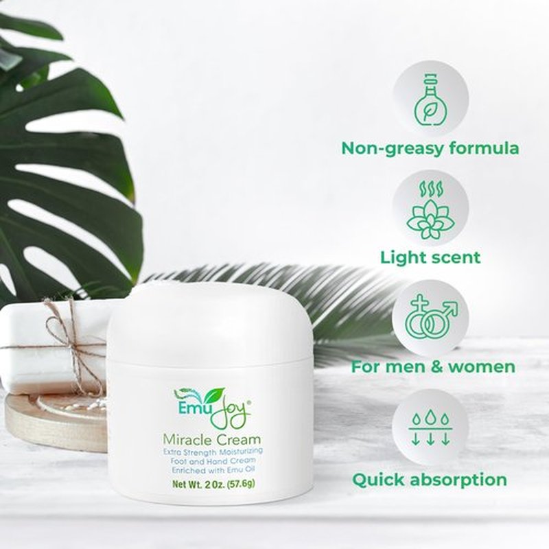 Emu Joy Miracle Cream - Hand & Foot Callus Remover Cream, Intensive Moisturizing Cream for Dry Heels and Soles, No More Foot Scrubbers & Files, Get Professional Salon Pedicure At Home (2 oz.)