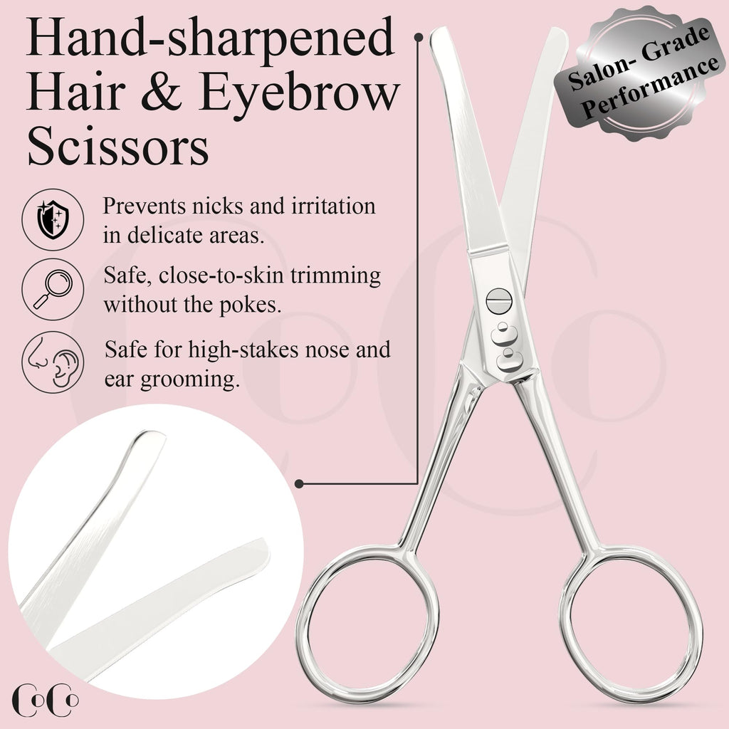 Coco's Rounded Safety Nose & Ear Hair Scissors – Precision Stainless Steel Grooming Tool for Men & Women, Eyebrow & Facial Hair Trimming, Mustache, Beard, Baby Nail & Pet Care