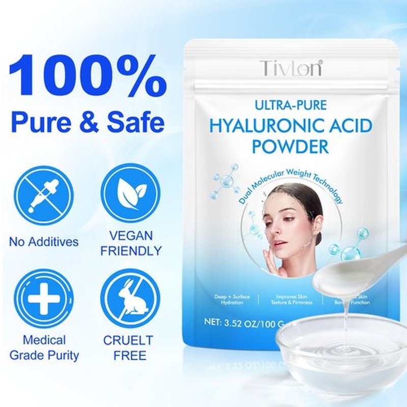 2 Pack 2-in-1 Hyaluronic Acid Powder – High Molecular Weight for Moisture + Low Molecular Weight for Hydration, Cosmetic-Grade DIY Skincare Ingredient for Serums, Masks & Lotions, 7.6oz