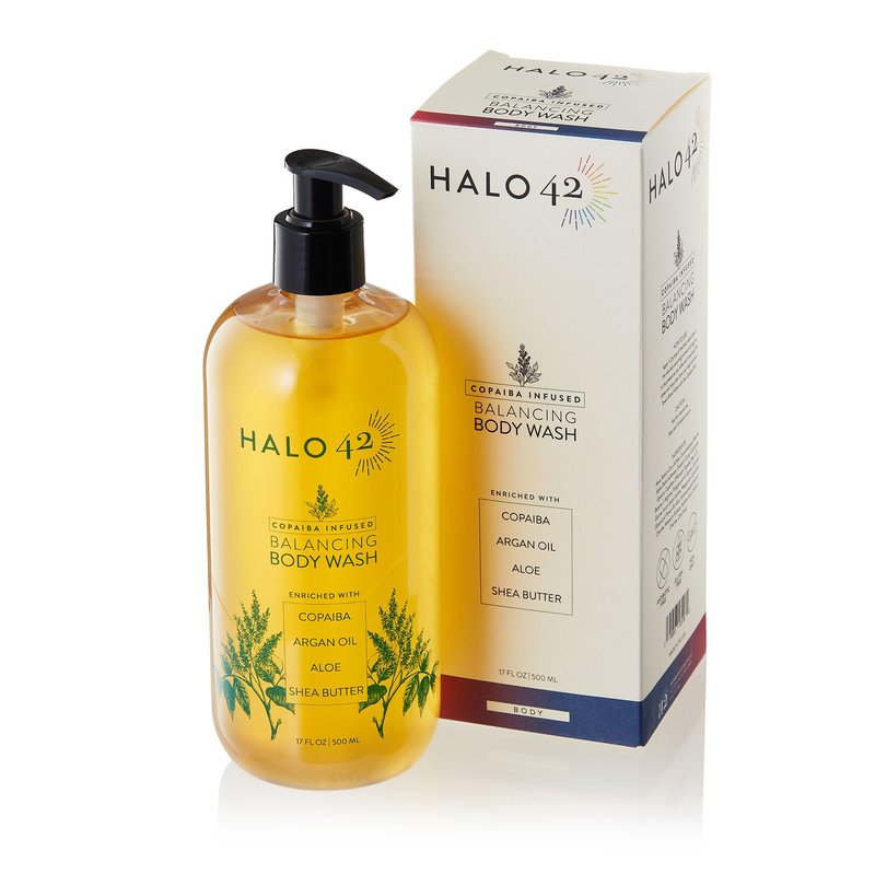 Halo 42 Body Wash – Organic & Natural Copaiba Infused Shower Gel Cleanser, Hydrating Skin Cleanser with Aloe Vera, Argan Oil and Shea Butter – Soothing & Refreshing Formula for All Skin Types – 16 oz
