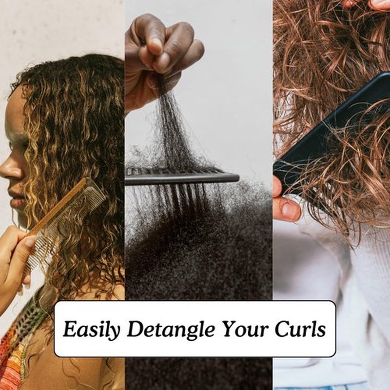 Curldo Acetate Hair Pick for Curly & Coily Hair – Wide Tooth Afro Comb for Volume, Detangling & Definition – Gentle, Anti-Breakage Styling Tool for Wet or Dry Use