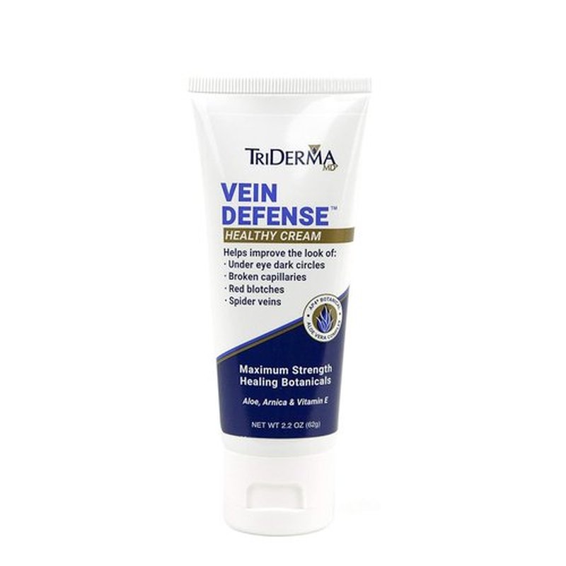 TriDerma Vein Defense Cream - 2.2 Ounces for Spider Veins & Under Eye Dark Circles Relief