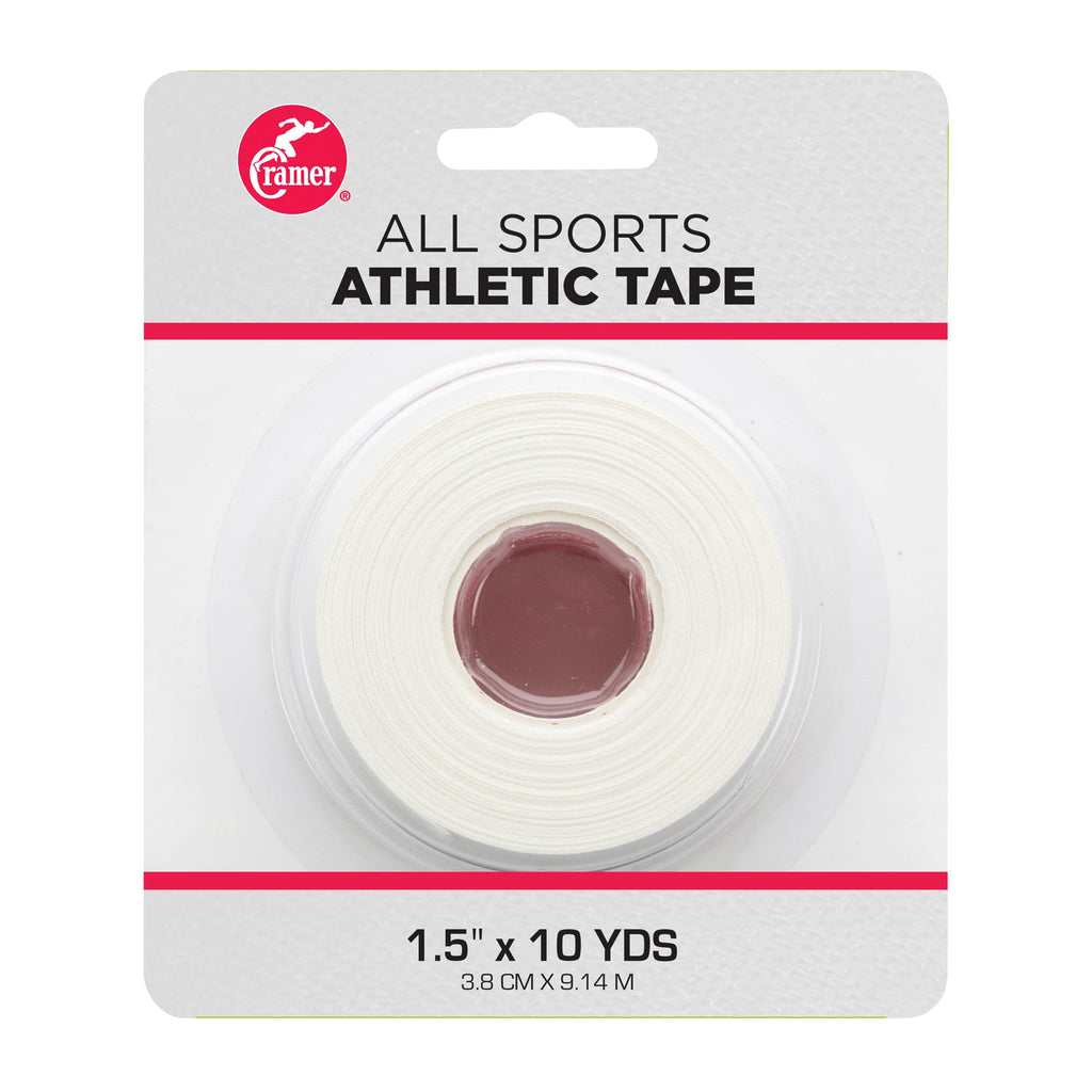 Cramer Team Color Athletic Tape, 1.5" x 10 Yards White, Easy Tear Sports Tape for Ankle, Wrist & Knee, Latex-Free Adhesive, Strong Support, Athletic Training Tape Roll