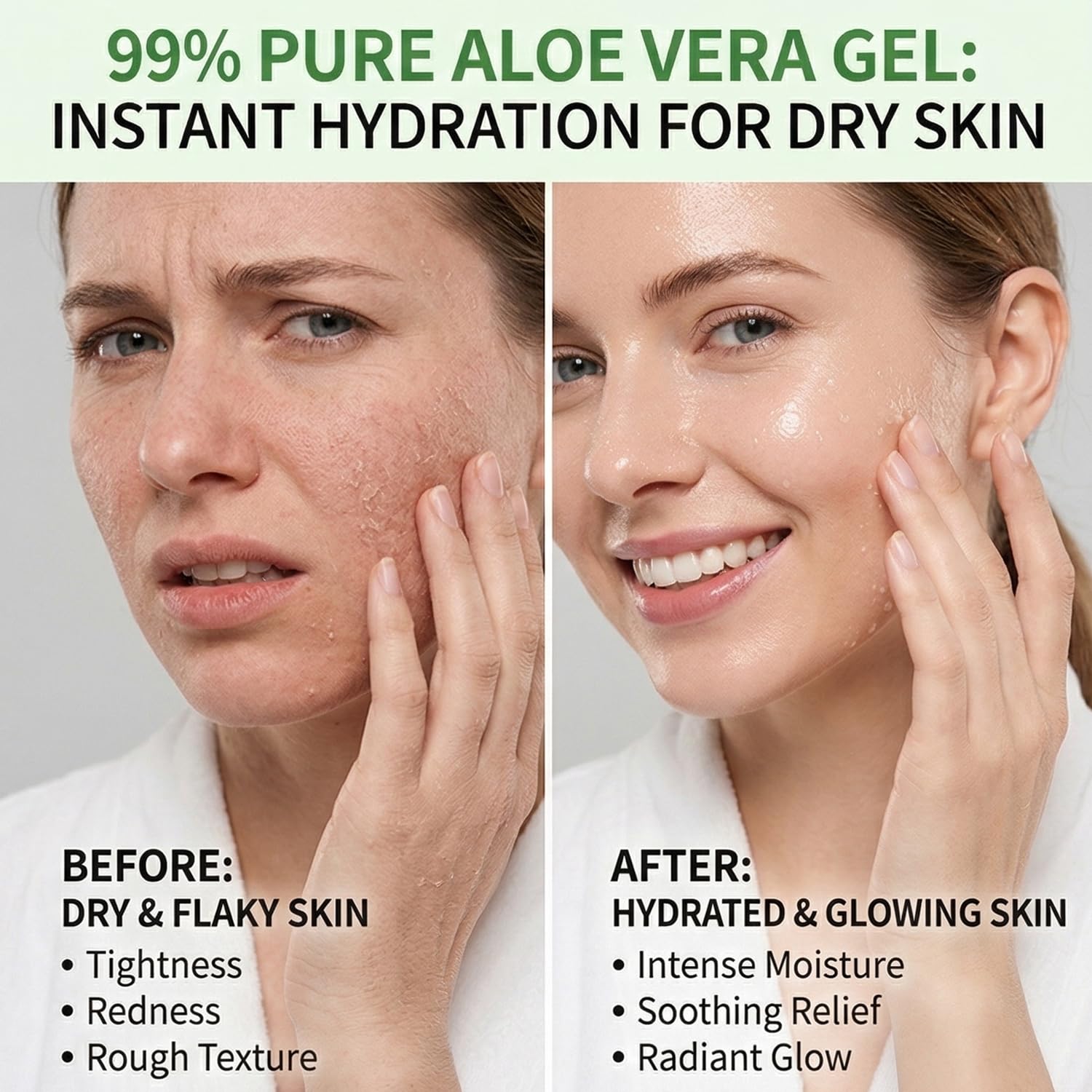 KORMESIC Aloe Vera Gel Hydrating Cream - 99% Pure Aloe Soothing Gel for Face, Body, Hair & After-Sun Care - Deep Moisturizer for Dry Skin - 300g