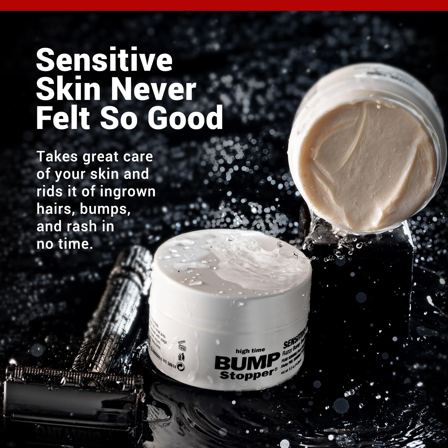 High Time Bump Stopper Sensitive Ingrown Hair Cream | Aftershave Lotion for Men and Women | Razor Bump Balm | 0.5 OZ (6 Pack)